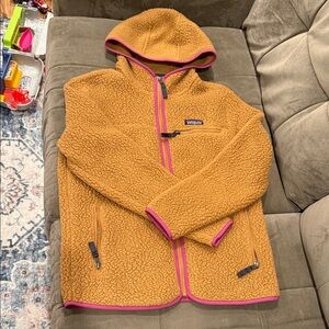Patagonia Brown Fleece Jacket with Pink Accents. Worn once